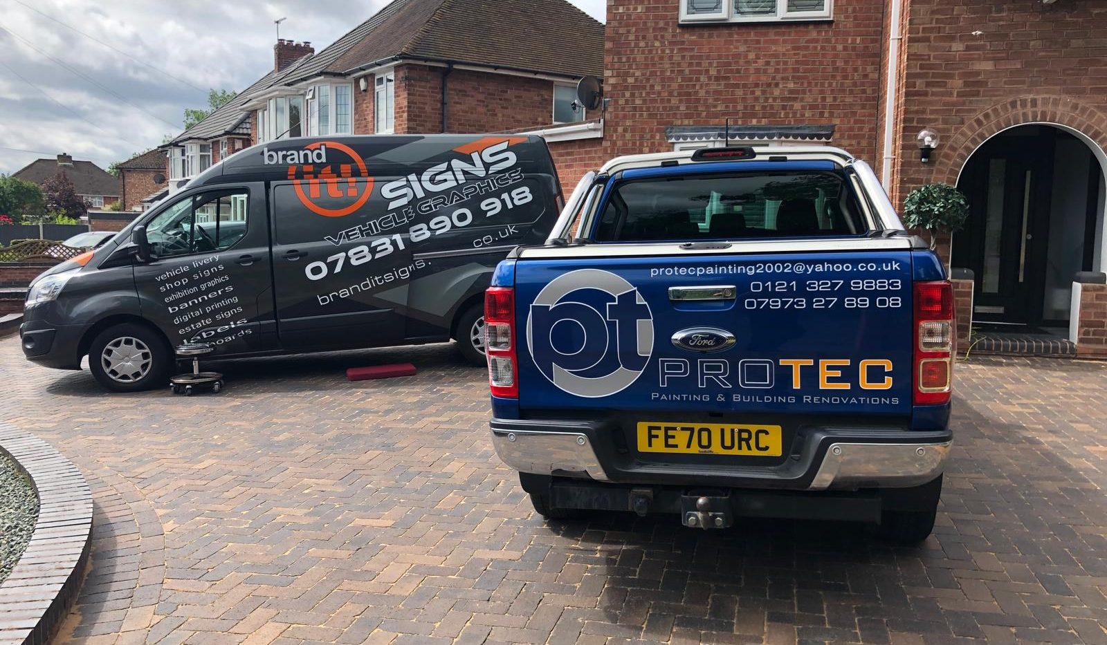 Ford Ranger Rear Vehicle graphics alongside Brandit Signs Van
